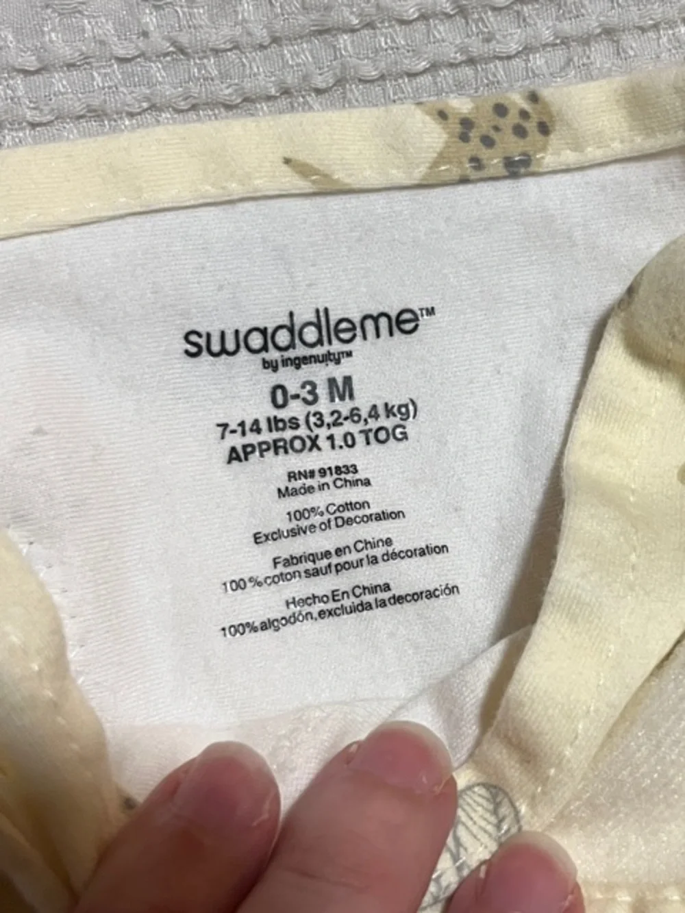 SwaddleMe Cream Giraffe Print Infant Swaddle